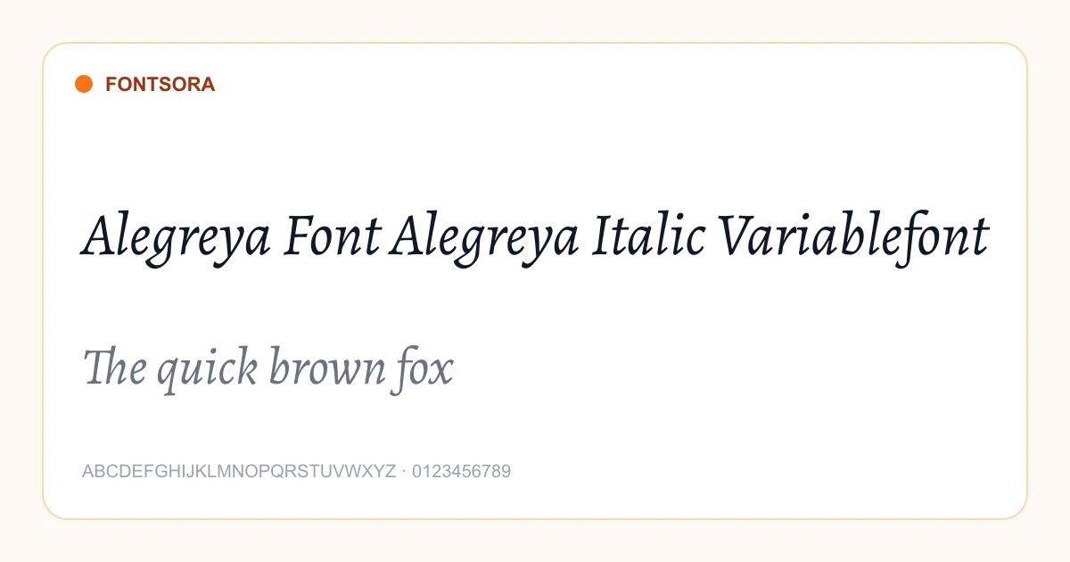 Alegreya Font Alegreya Italic Variablefont font preview