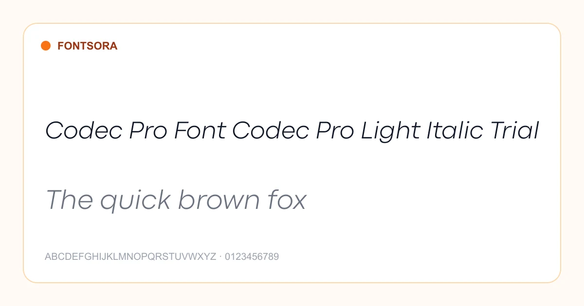Codec Pro Font Codec Pro Light Italic Trial font preview