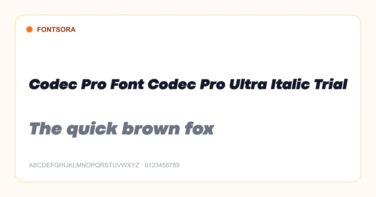 Codec Pro Font Codec Pro Ultra Italic Trial font preview