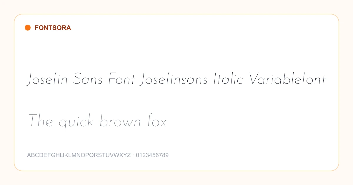 Josefin Sans Font Josefinsans Italic Variablefont font preview
