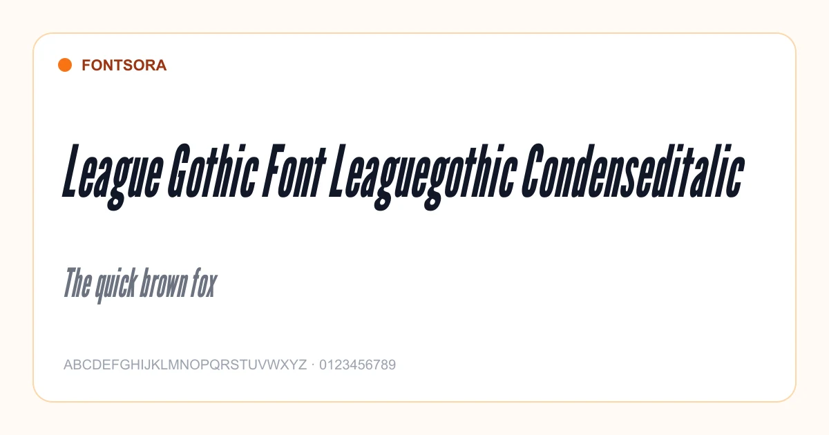League Gothic Font Leaguegothic Condenseditalic font preview
