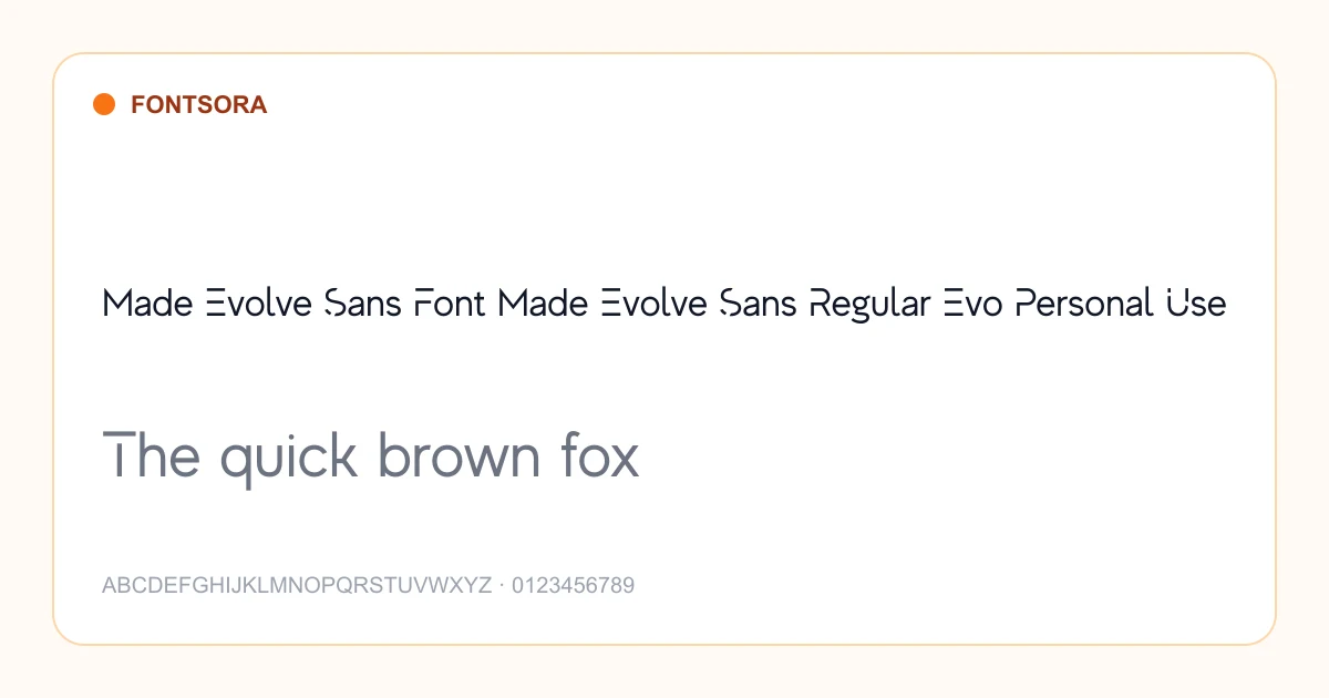 Made Evolve Sans Font Made Evolve Sans Regular Evo Personal Use font preview