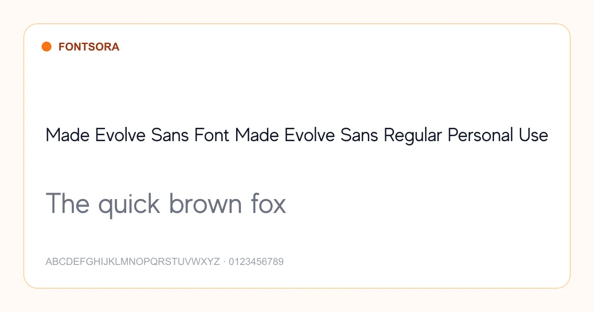 Made Evolve Sans Font Made Evolve Sans Regular Personal Use font preview